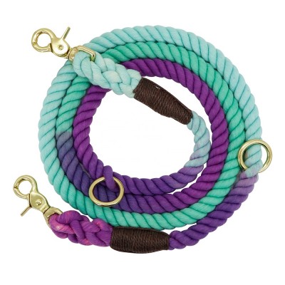 Gradient  Woven Fiber Rope  Double Handle Dog Leash